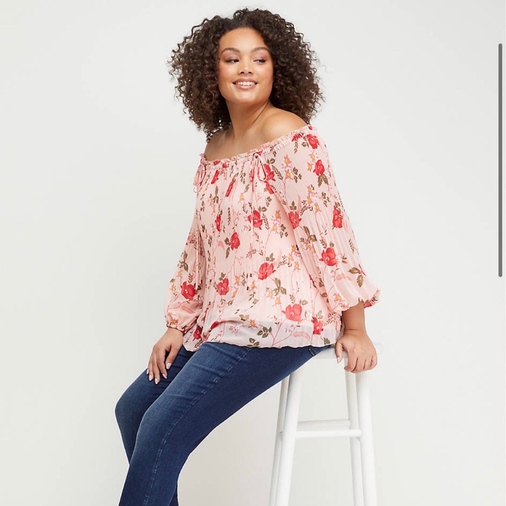 LANE BRYANT PLEATED OFF SHOULDER TOP